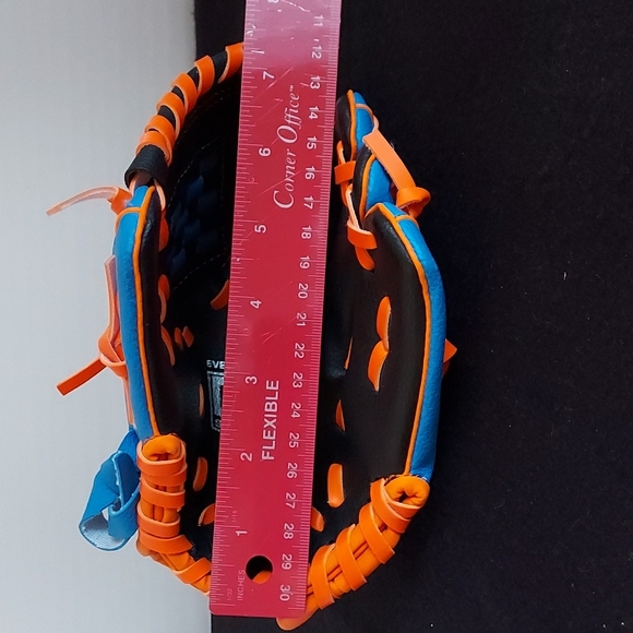 NEW Dick's Sporting Goods Child's Blue w Orange Lace Baseball Glove - Picture 4 of 4